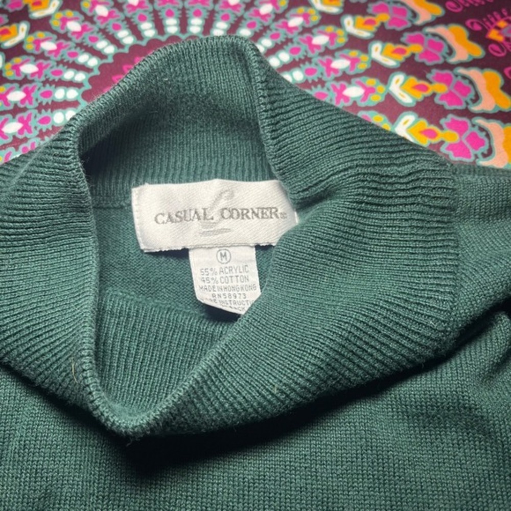 Casual Corner Mock Neck Long Sleeve Sweater Dark Green Size‎ Medium - Picture 4 of 4